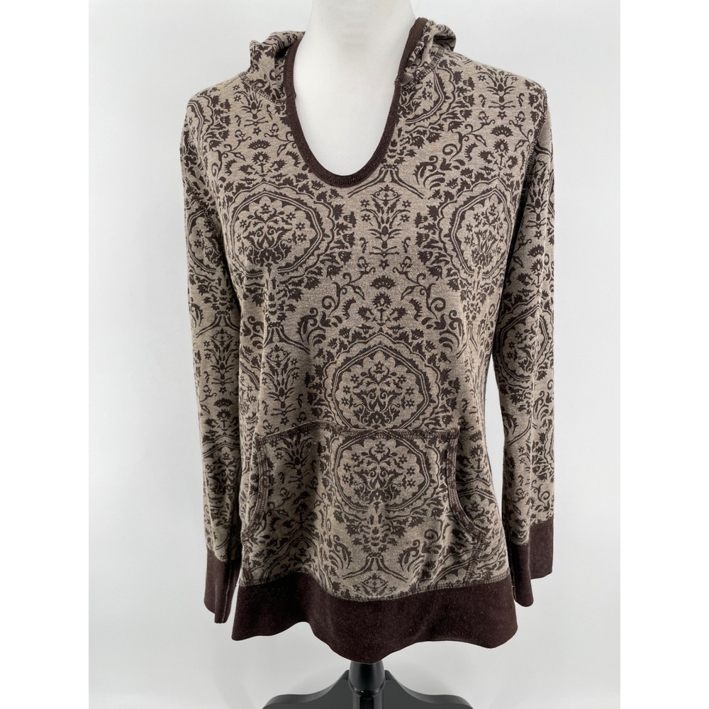 Danskin Hoodie Top Womens Large Brown‎ Athleisure Yoga Gym Loungewear Sweatshirt
